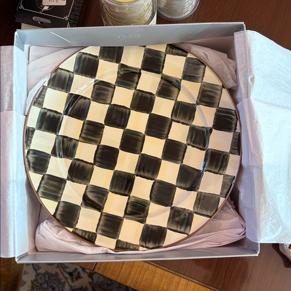 MacKenzie-Childs Country Check Pedestal Cake Platter - Picture 3 of 8